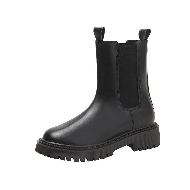 Martin boots women's autumn and winter new inner height increase medium tube small boots British platform Chelsea cigarette boots