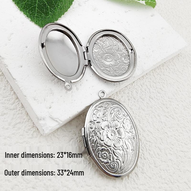 Collana Ciondolo Scatola Portafoto a Forma di Cuore, Rotonda e Quadrata in Acciaio Inossidabile Fai da Te