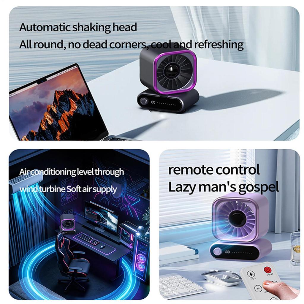 Small Fan For Desk Auto Shaking Tabletop Cooling Gadget Wide Angle Desktop Personal Fan For Bedroom Nightstand Dormitory