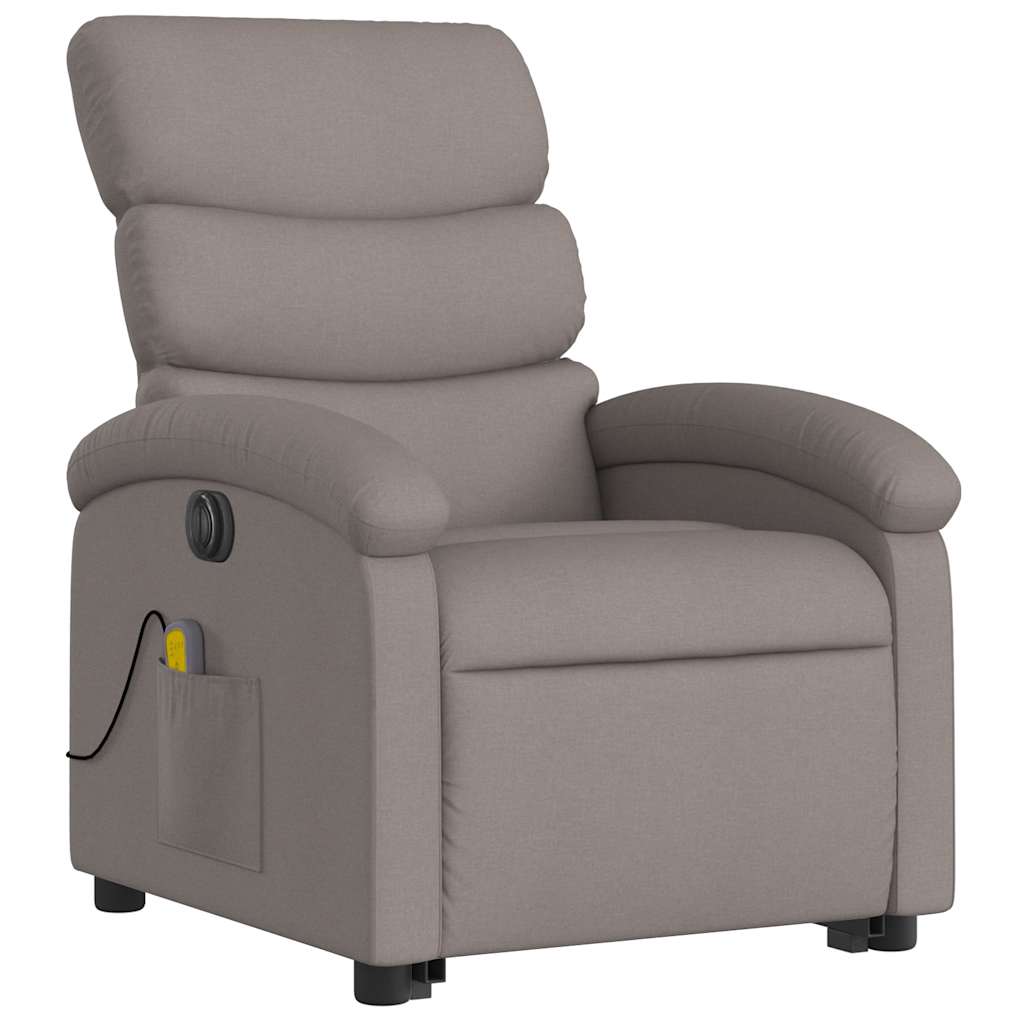 Electric Massage Recliner with Rising Function Taupe Fabric