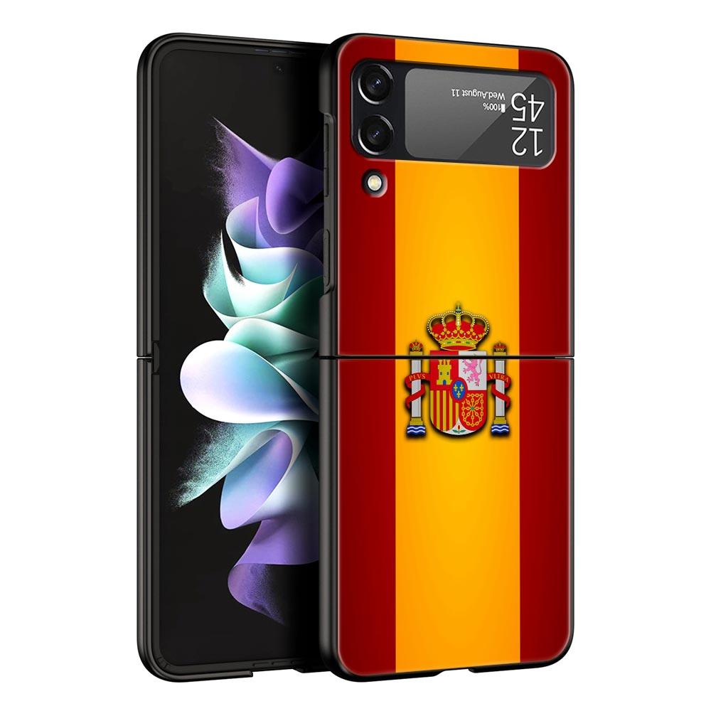 

Phone Case for Samsung Galaxy Z Flip 3 4 5 6 7 Folding Black Shell For Samsung Z Flip4 Flip5 PC Hard Cover Spain flag Galaxy Z Flip7