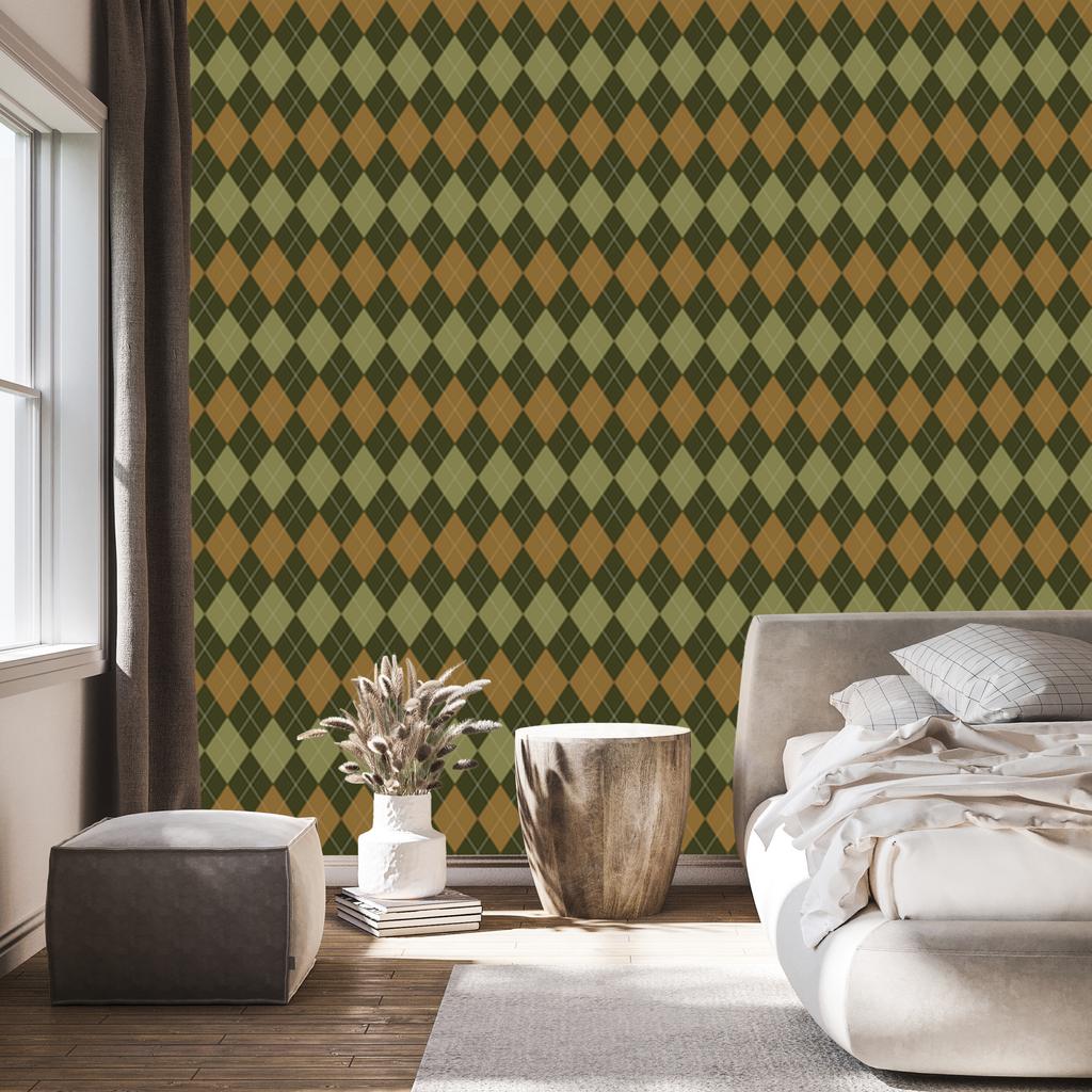 Autumn Plaid Wallpaper Yellow and Gold for Living Room and Bedroom 50x1000