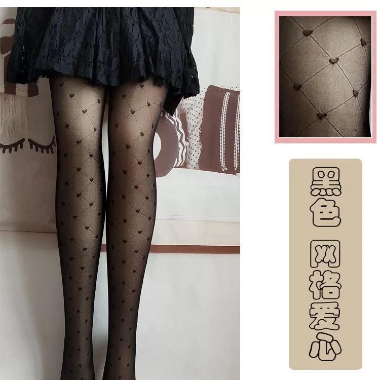 Love White Stockings Women's Spring and Summer Thin Sweet Bow Jacquard Pantyhose Lolita Round Polka Dot Jk Black Silk