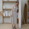 Elssibeui Cotton Plaid Check Strap Dress_Ivory