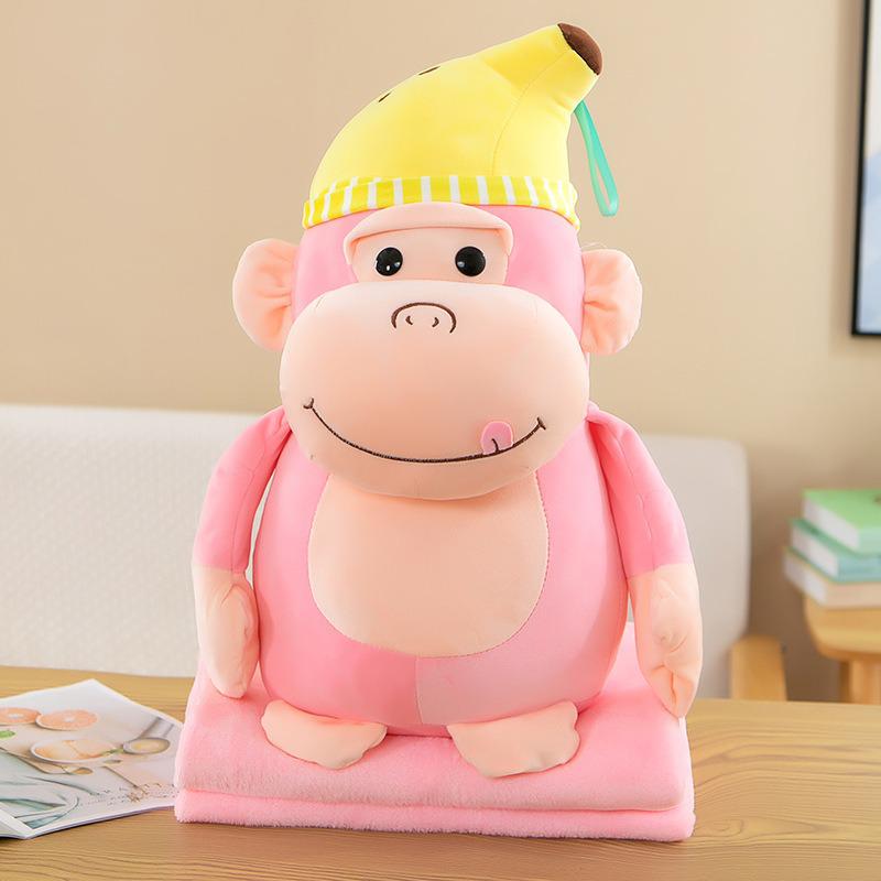 Strawberry Hugging Pig & Little Bear Plush Toy Blanket – Dual-use Nap & Travel Comfort for Kids