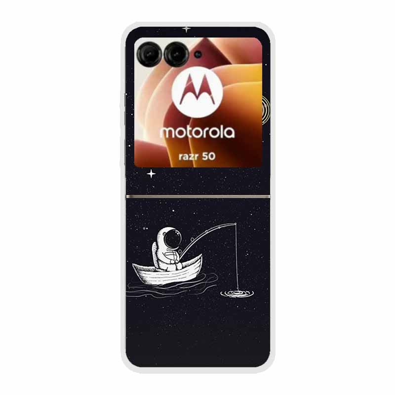 For Moto Razr 50 Case Clear Plastic Hard Painted Space Transparent Phone Covers for Motorola Razr 60 50 Coque Razr 2024 PC Cases