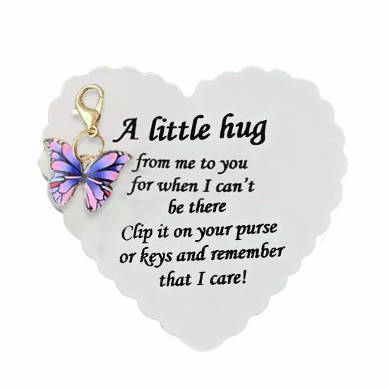 

Butterfly Charm with Inspirational Card Emotional Support Pocket Hug Butterfly Keychain Pendant Purse Decoration Christmas Birthday Encouragement Gift фіолетовий