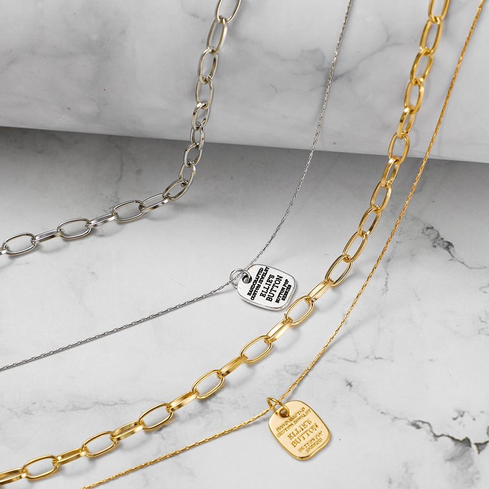 iF ME Personalized Square Letter Pendant Necklace Fashion Multilayer Gold Silver Chain Necklaces Women Jewelry Accessories Gift