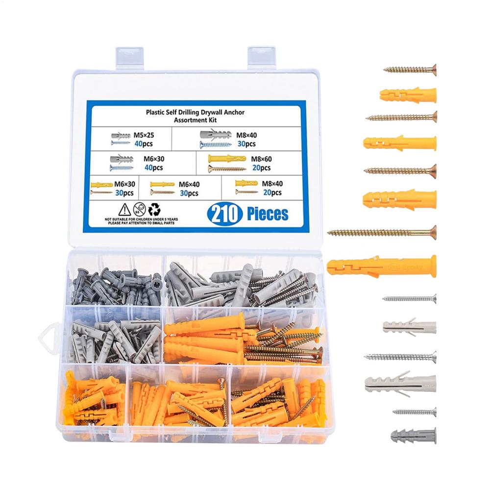 Self-Drilling Drywall Anchors Metal Drywall Anchors 210 Pieces Expansion Screws Quick Drive Toggle Bolts With Storage Box Hand