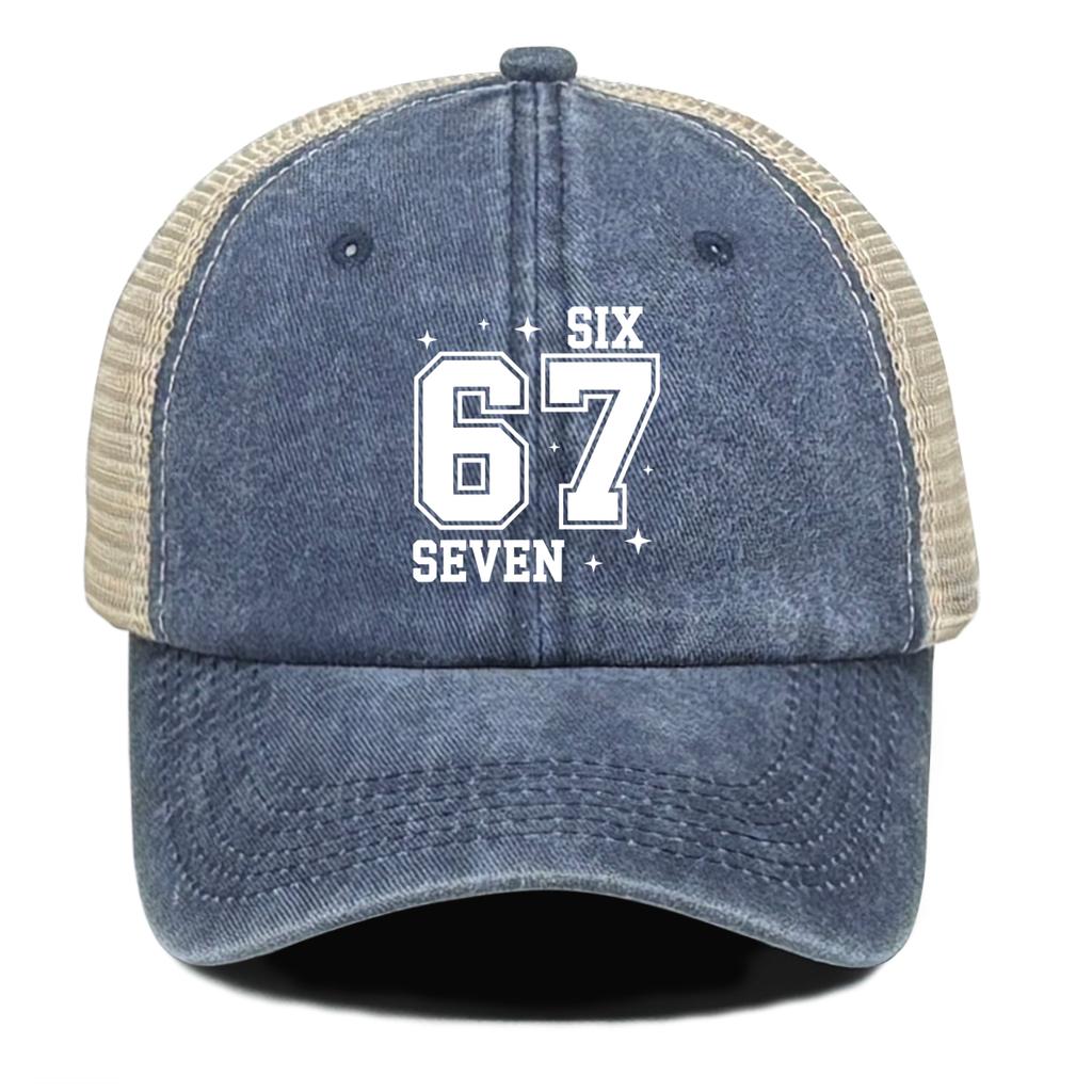 White 67 Printed Baseball Cap Adjustable Vintage Unisex Comfortable Curved Brim Cap For Women Outdoor Travel Camping