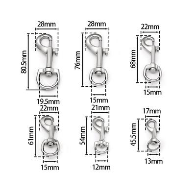 1Pc 45-80mm 304 Stainless Steel Swivel Snap Hook Metal Clasp for Dog Leash Strap Keychain Bag Rope Hardware Accessory Clip