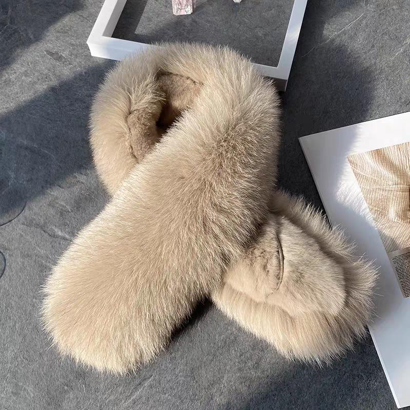 Korean Style Double-Sided Faux Fox Fur Neck Gaiter Scarf