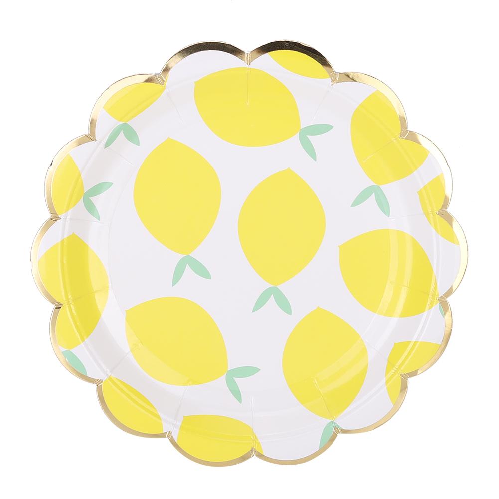 Cute Lemon Fruit Themed Wedding Party Disposable Paper Cup Plate Napkin Tableware Set