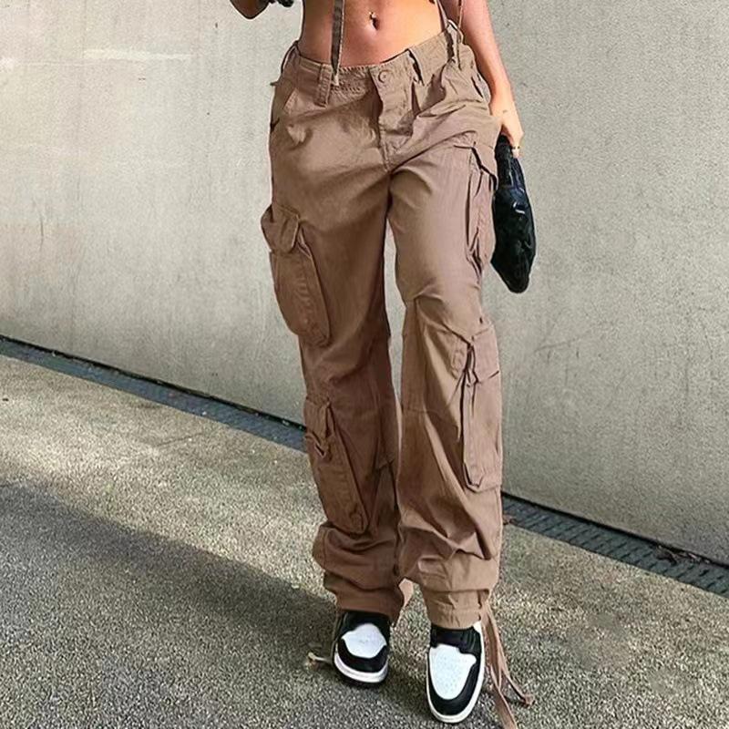 European & American Hip-Hop Style Women's Low Waist Workwear Denim Trousers