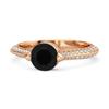 Black Spinel Pave Split Band Ring - 925 Sterling Silver Rose Gold Vermeil