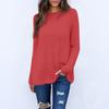 Maglione casual da donna alla moda, a maniche lunghe, ampio, scollo rotondo, davanti, corto, dietro, lungo
