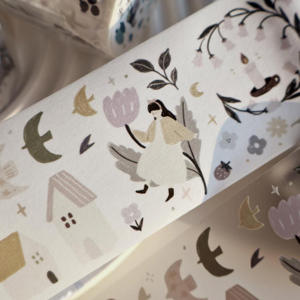 Light Retro Salt Style Journal Washi Tape - 'Field Afternoon Tea' PET Design