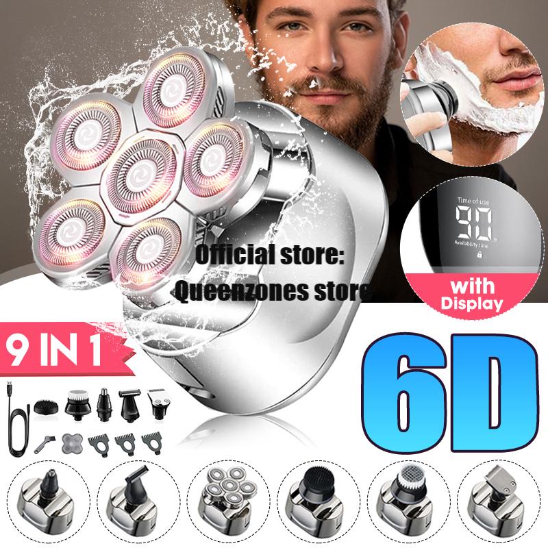 6 IN 1 6 Blades Electric Shaver Men Hair Beard Trimmer Rechargeable Electric Razor Men Face Shaving Machine Grooming Kit