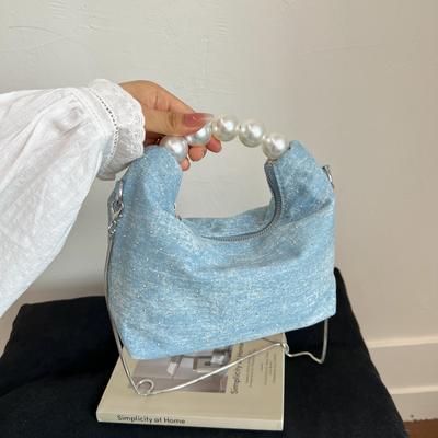 Foreign Trade Women's Bag 2025 New Niche Design Simple Pearl Handbag Chain Crossbody Small Fresh Dumpling Bag Tide
