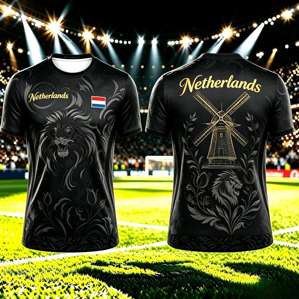 Sommer Herren 3D Fußball Aufdruck Rundhals T-Shirt Mode Vielseitig Atmungsaktiv Trend Lässig