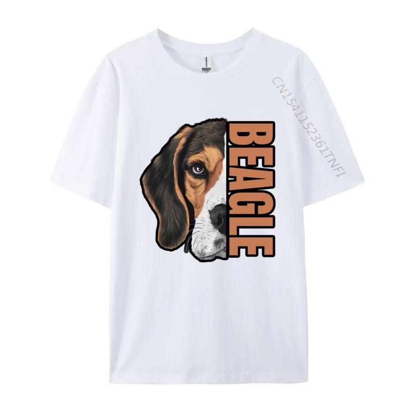 Beagle HalfFace Tshirt Gift TShirt Youthful T Shirts For Men Cotton Tops  Tees Street Cheap Pop Art