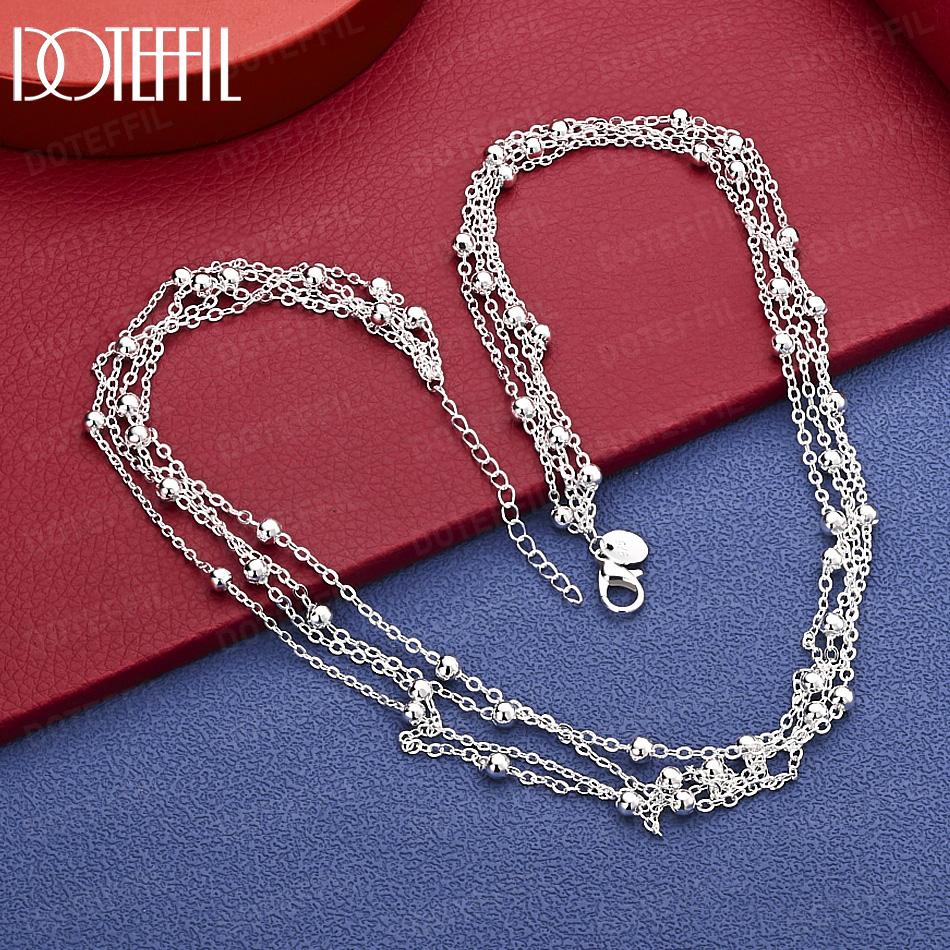 

Серебряная цепочка-ожерелье из стерлингового серебра 925 пробы, 18 дюймов, с бусинами, для свадеб и модных украшений 45cm