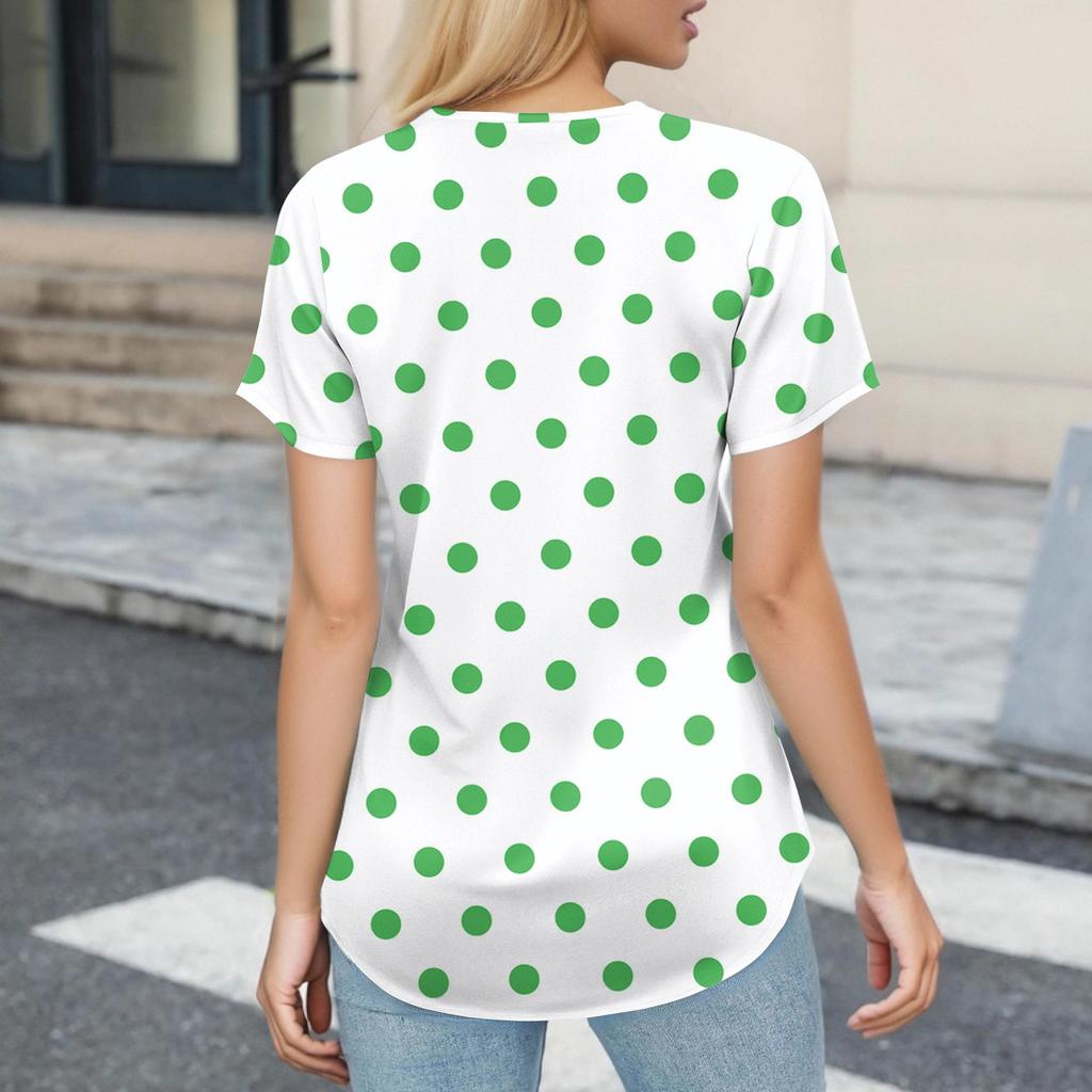 Plus Size Printed Scrub Working Uniform Tops For Women's V-Neck Short Sleeve Fun T-Shirts Workwear Tee With Pockets