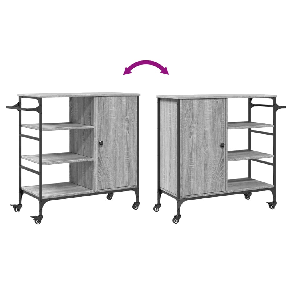 Kitchen Trolley Grey Sonoma 87.5 x 38.5 x 84.5 cm Particleboard