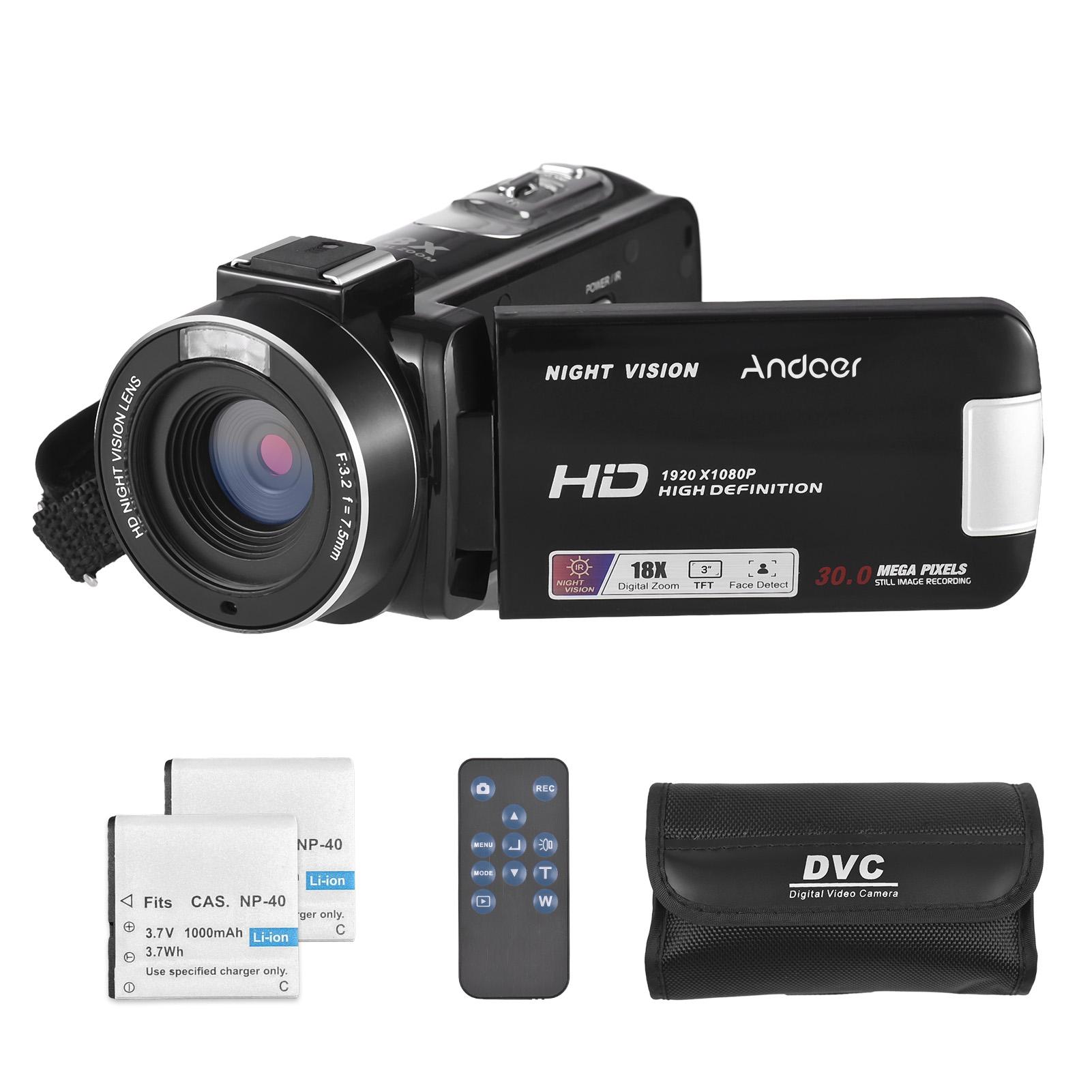 

1080P Digital Video Camera Camcorder DV Camera 30MP 18X Digital Zoom 3.0 Inch IPS Screen IR Night Vision Anti shake чорний
