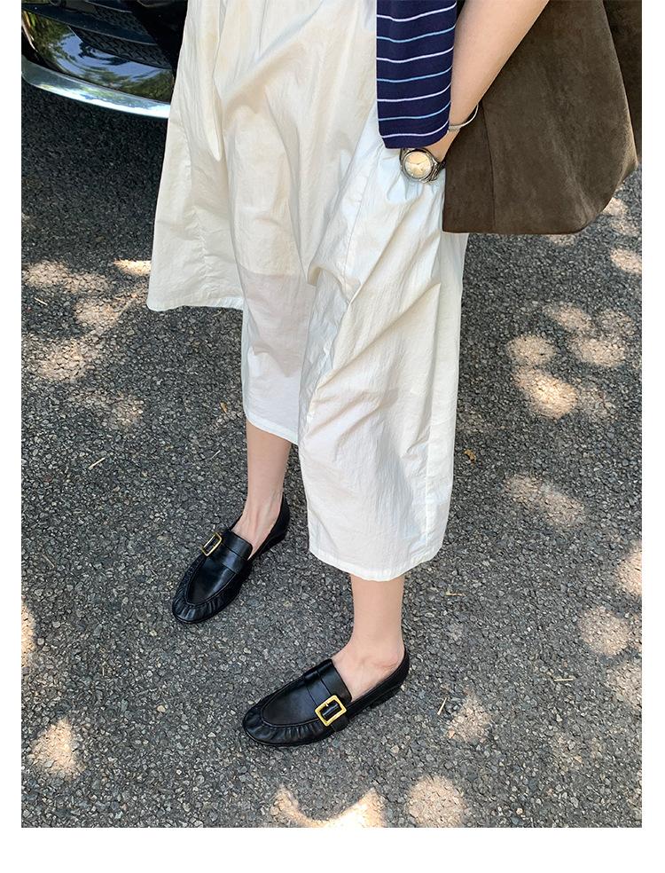 

Виноградная студия motherlee Британский стиль ретро универсальные квадратная пряжка круглый носок толстый каблук увеличение высоты одна педаль лоферы женские 34