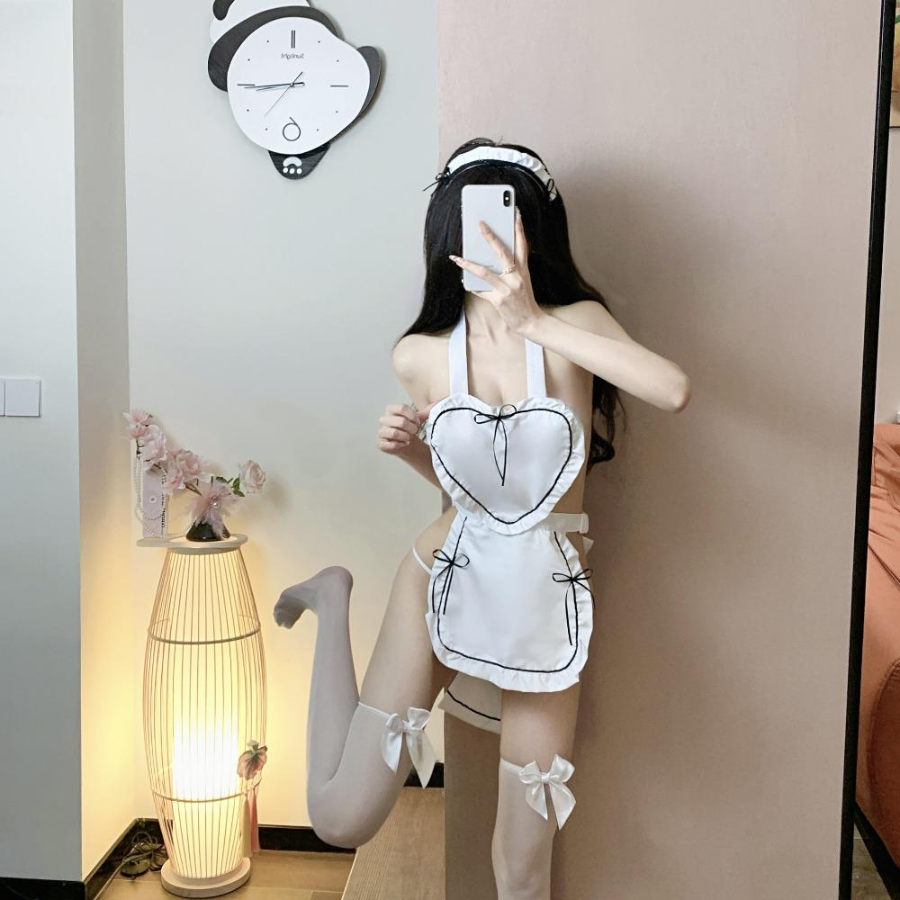 Sexy Lingerie Sexy Heart Maid Outfit Hot Strap Apron Role Play Maid Uniform Set