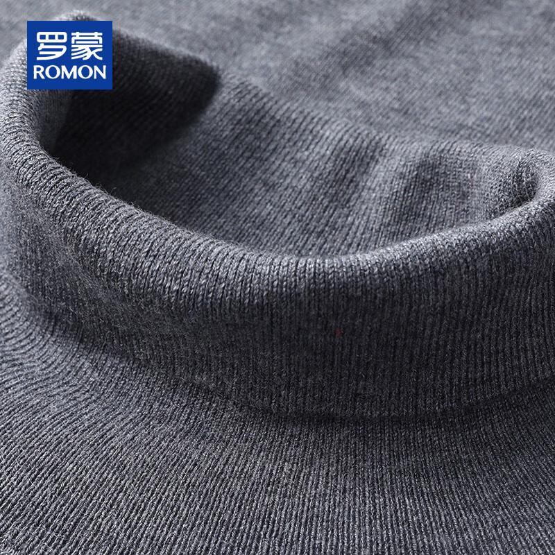 ROMON Men's Solid Color Turtleneck Knit Sweater