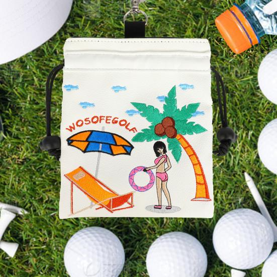 Golftasche mit Kordelzug, Golf-Tee-Tasche, Aufbewahrungstasche für Golfbälle, grüne Gabel, tragbares Golfzubehör für Golfbegeisterte