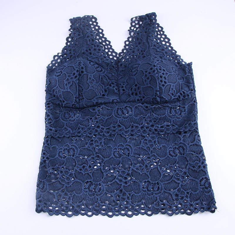 Neues Spitz-Basics-Shirt mit Hohlmuster, sexy Rückseite, Unterwäsche-Westen-Top, Spitzen-Träger-BH für Damen