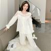 Hot Season Latest Satin Pajamas for Women, Ice Silk Cardigan, Hollow Lotus Leaf Collar, Home Wear, Lace Pajamas Set, Pajamas