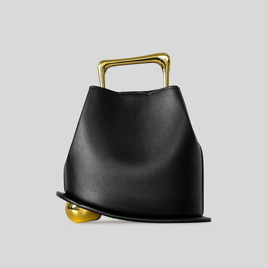 Leichter Luxus Mode Metall Tragbar Unregelmäßige Eimer Tasche Texturierte Bankett Tasche Damen Handtasche