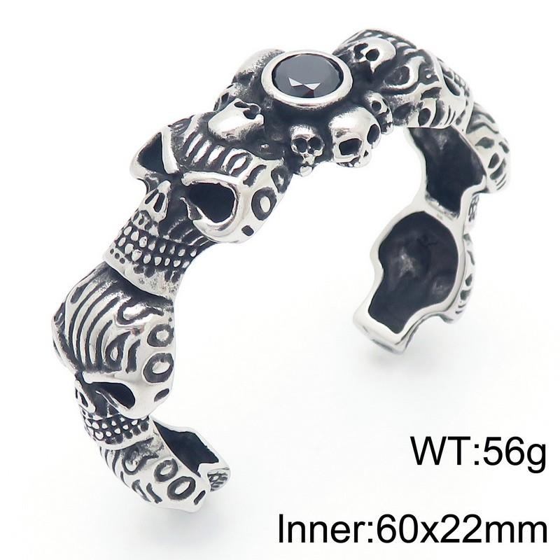 KALEN Men Punk Stainless Steel Fashion Bracelets & Bangles Skull Charm Open Cuff Charm Bracelet Inner: 63X25mm&Punk