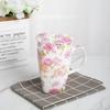 Bone China Floral Mug 610ml Large Capacity Tall Coffee Cup for Home Office Gift