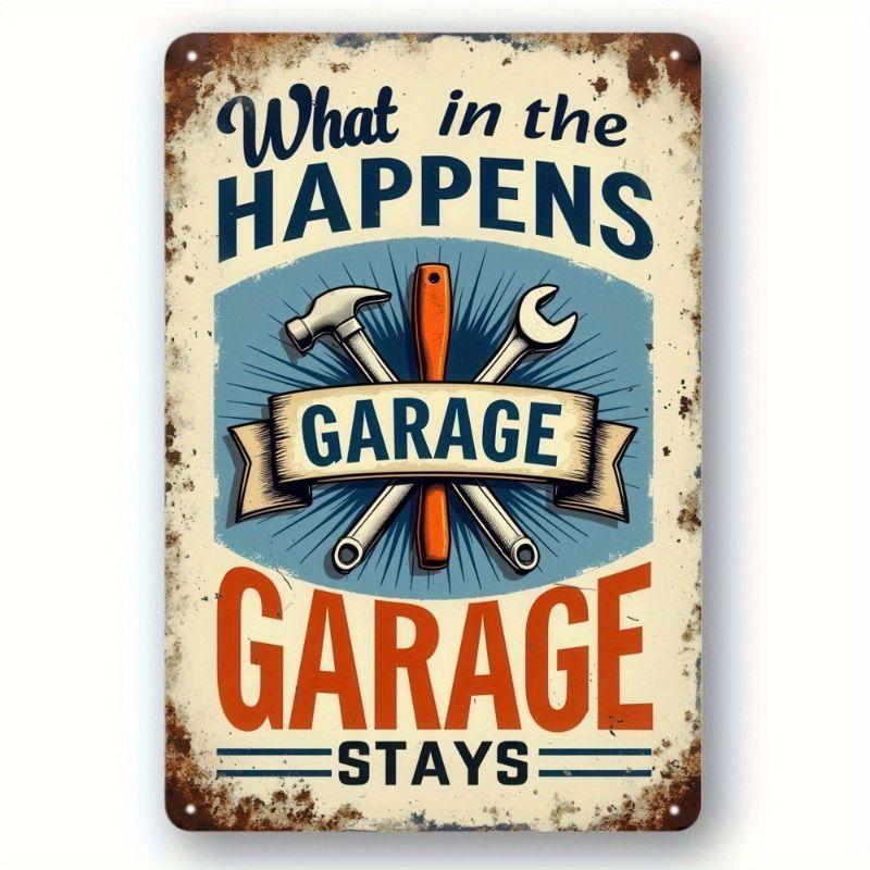 Vintage Garden Tools Metal Painting for Balcony Garage & Garden Decor