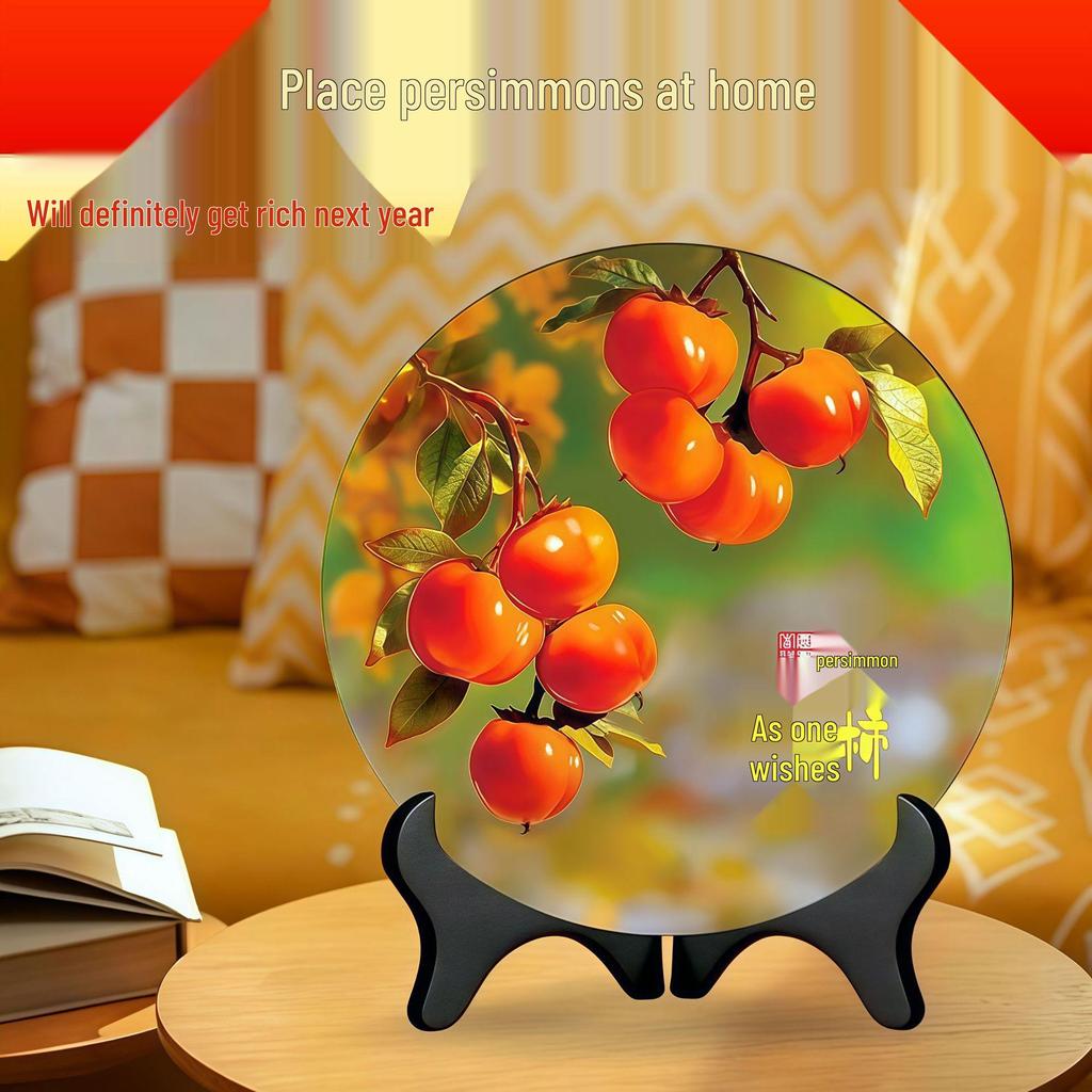 Eight-Direction Prosperity Persimmon Ornament - Small Display Stand for Living Room Decoration