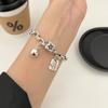 PANJBJ 925 Silve Beads Letters Bracelet for Women Girl Gift Punk Good Luck Simplicity Jewelry