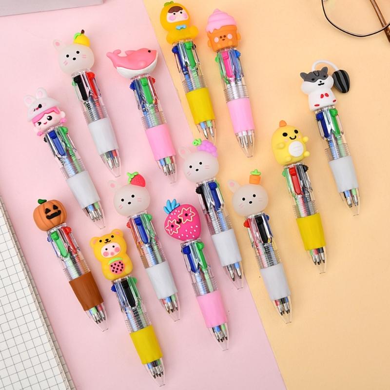 Multicolored Ballpoint Pen 4-Color-in-1 Writing Pens Retractable Ballpoint Pens for Note Taking Journaling