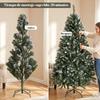 Artificial Christmas Tree 180cm with 910 Branches with Snow, 58 Pine Cones and Foldable Metal Stand, Easy Assembly, Green