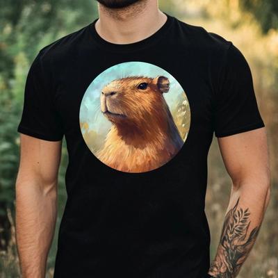 T-Shirt Men Capybara Portrait Motif Cotton Size XS To 5XL