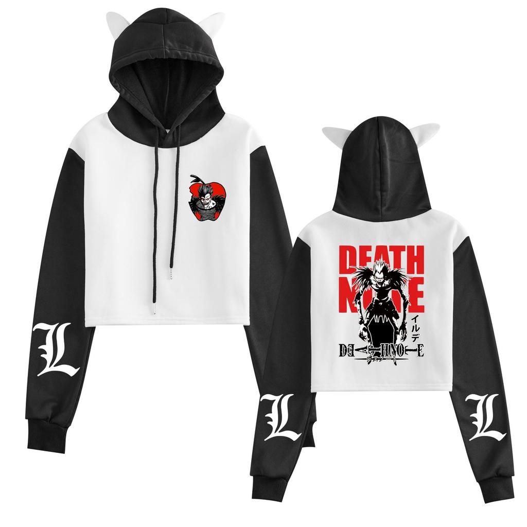 Cross-Border Death Note Anime Women's Cat Ear Color Block Hoodie - Autumn/Winter Collection