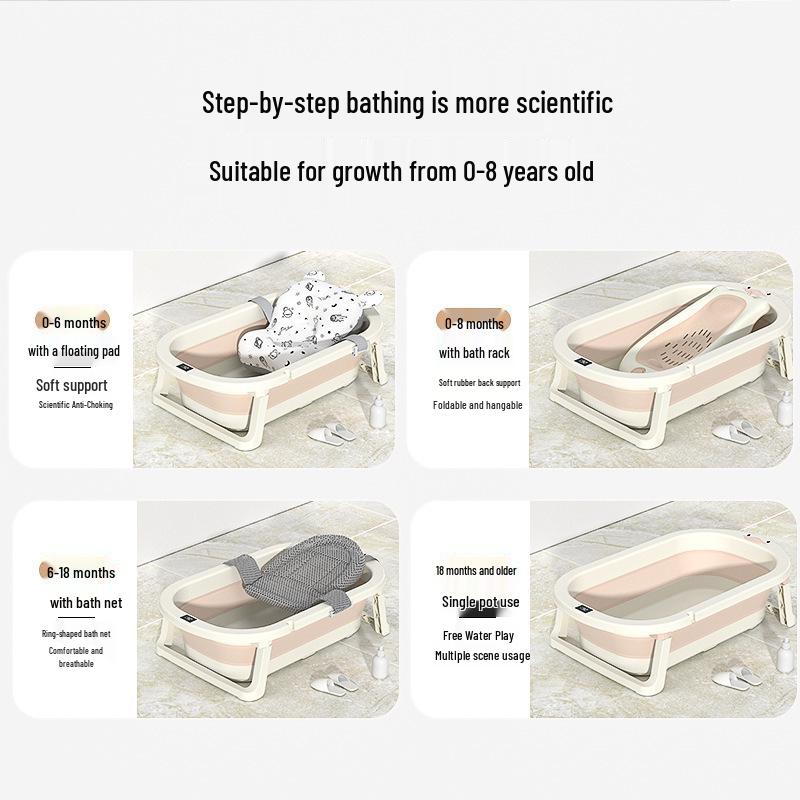 Foldable Antibacterial Toddler Bathtub – Large, Thickened Sit-in Baby Bath Basin for Newborns