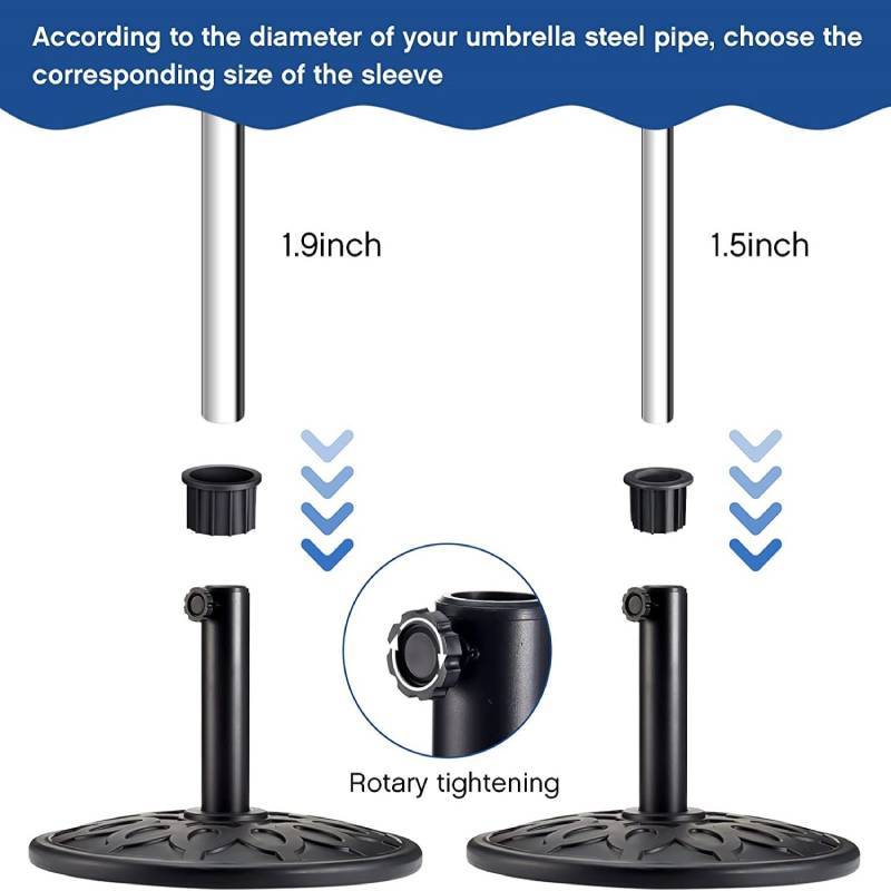 Plastic Umbrella Base Adapter With Screw Fixing For Solar Umbrella Stand And Support Pole