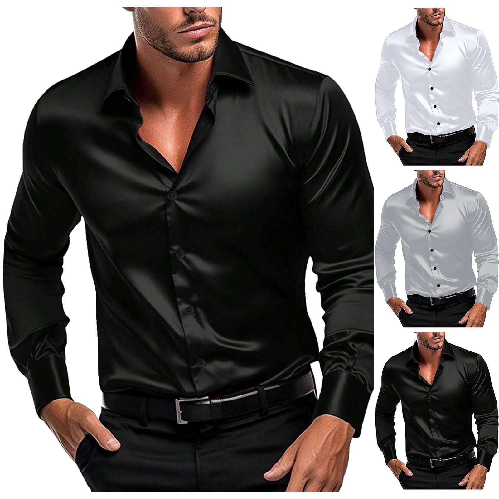 

Autumn Spring Formal Men s Long Sleeve Shirt Luxurious Wrinkle Resistant Non-iron Solid Color Business Casual 2XL