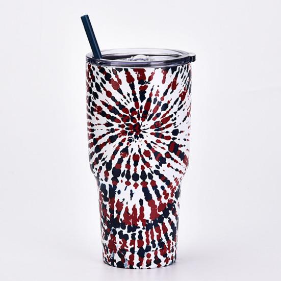 30 Oz Water Bottle Heat Preservation Food Grade Leak-proof Tie-dye Stainless Steel Water Cup Outdoor Accessories