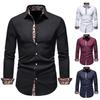 Herren S Langarm Slim Fit Color Block Freizeithemd